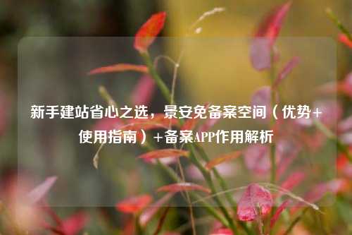 新手建站省心之选，景安免备案空间（优势+使用指南）+备案APP作用解析