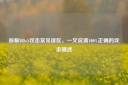 拆解DDoS攻击常见误区，一文说清100%正确的攻击描述