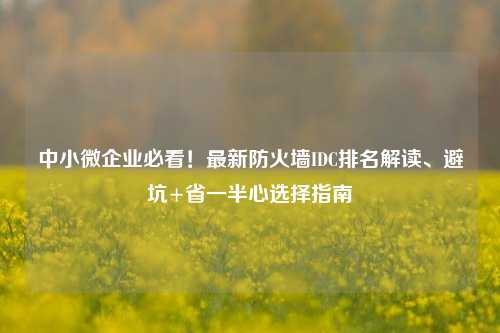 中小微企业必看！最新防火墙IDC排名解读、避坑+省一半心选择指南