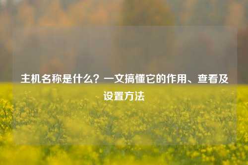 主机名称是什么？一文搞懂它的作用、查看及设置方法