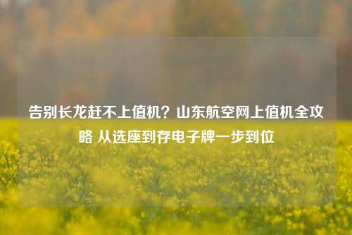告别长龙赶不上值机？山东航空网上值机全攻略 从选座到存电子牌一步到位