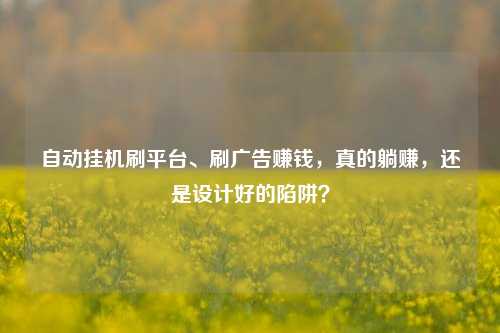 自动挂机刷平台、刷广告赚钱，真的躺赚，还是设计好的陷阱？