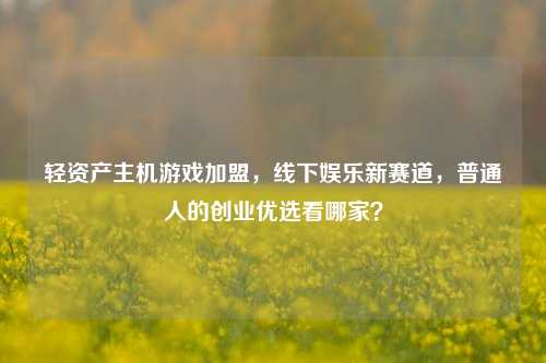 轻资产主机游戏加盟，线下娱乐新赛道，普通人的创业优选看哪家？