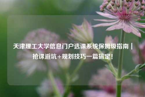 天津理工大学信息门户选课系统保姆级指南｜抢课避坑+规划技巧一篇搞定！