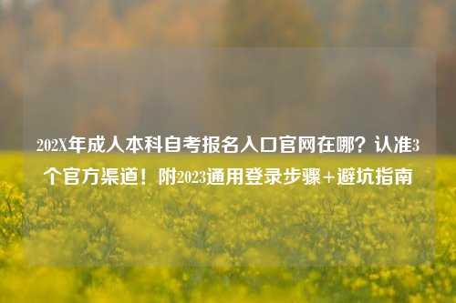202X年成人本科自考报名入口官网在哪？认准3个官方渠道！附2023通用登录步骤+避坑指南