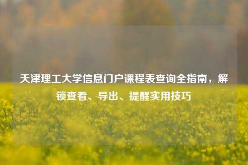 天津理工大学信息门户课程表查询全指南，解锁查看、导出、提醒实用技巧