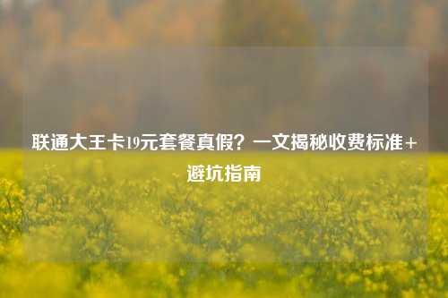 联通大王卡19元套餐真假？一文揭秘收费标准+避坑指南