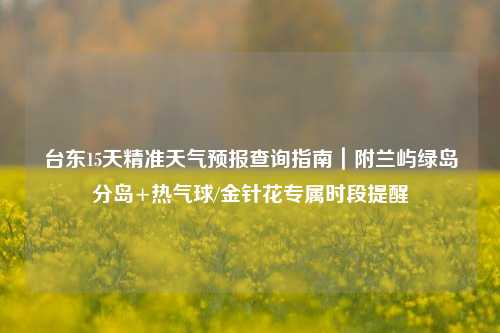 台东15天精准天气预报查询指南|附兰屿绿岛分岛+热气球/金针花专属时段提醒