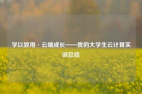 学以致用·云端成长——我的大学生云计算实训总结