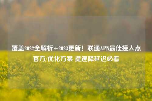 覆盖2022全解析+2023更新!联通APN最佳接入点官方/优化方案 提速降延迟必看