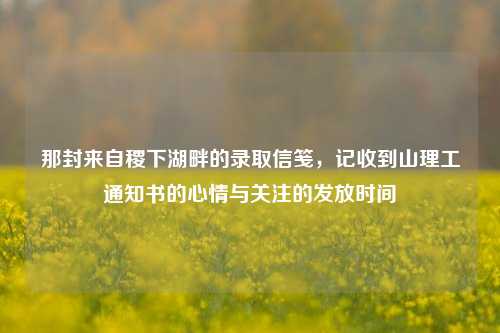 那封来自稷下湖畔的录取信笺,记收到山理工通知书的心情与关注的发放时间