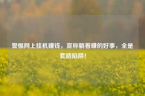 警惕网上挂机赚钱,宣称躺着赚的好事,全是套路陷阱!