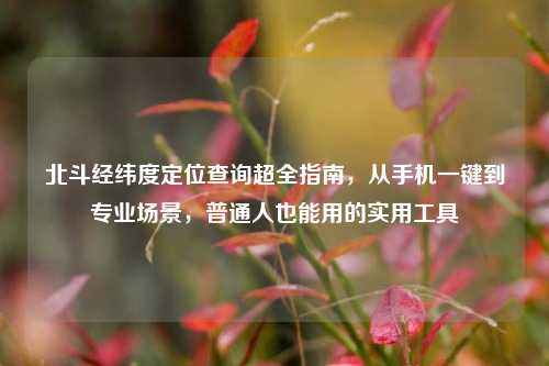 北斗经纬度定位查询超全指南,从手机一键到专业场景,普通人也能用的实用工具