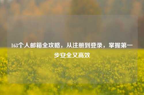 163个人邮箱全攻略，从注册到登录，掌握第一步安全又高效