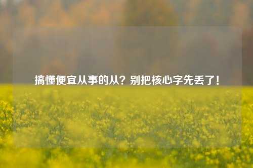 搞懂便宜从事的从?别把核心字先丢了!