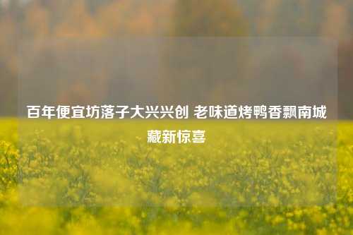 百年便宜坊落子大兴兴创 老味道烤鸭香飘南城藏新惊喜