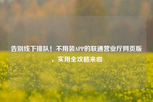告别线下排队!不用装APP的联通营业厅网页版,实用全攻略来啦