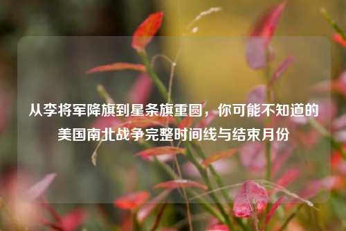 从李将军降旗到星条旗重圆，你可能不知道的美国南北战争完整时间线与结束月份