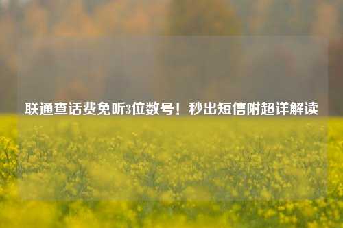 联通查话费免听3位数号！秒出短信附超详解读