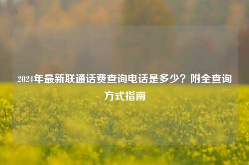 2024年最新联通话费查询电话是多少？附全查询方式指南