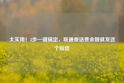 太实用!3步一键搞定,联通查话费余额就发这个短信