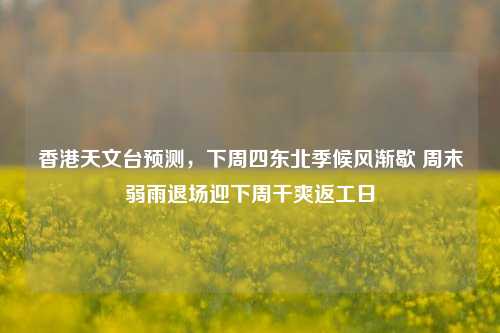 香港天文台预测，下周四东北季候风渐歇 周末弱雨退场迎下周干爽返工日