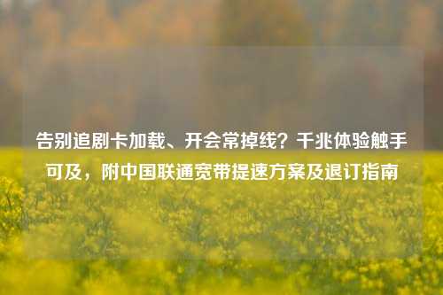告别追剧卡加载、开会常掉线？千兆体验触手可及，附中国联通宽带提速方案及退订指南