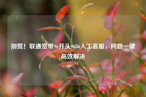 别慌！联通宽带96开头9686人工客服，问题一键高效解决