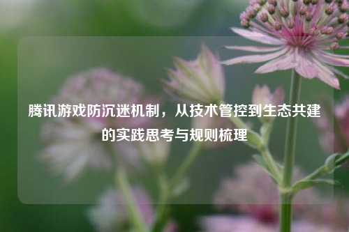 腾讯游戏防沉迷机制,从技术管控到生态共建的实践思考与规则梳理