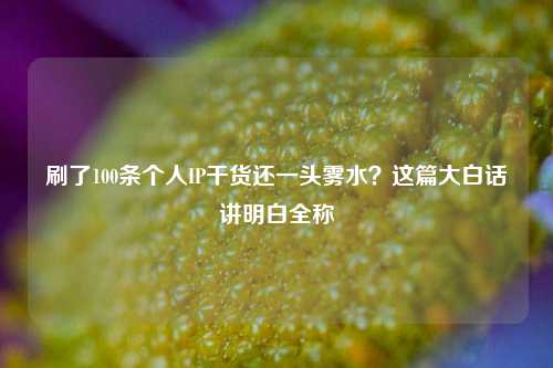 刷了100条个人IP干货还一头雾水？这篇大白话讲明白全称