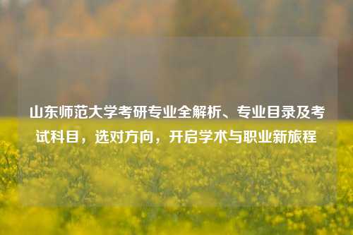 山东师范大学考研专业全解析、专业目录及考试科目,选对方向,开启学术与职业新旅程