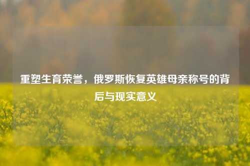 重塑生育荣誉,俄罗斯恢复英雄母亲称号的背后与现实意义