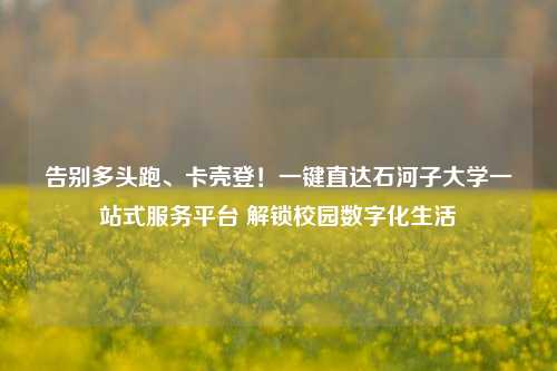 告别多头跑、卡壳登!一键直达石河子大学一站式服务平台 解锁校园数字化生活