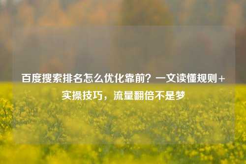 百度搜索排名怎么优化靠前?一文读懂规则+实操技巧,流量翻倍不是梦