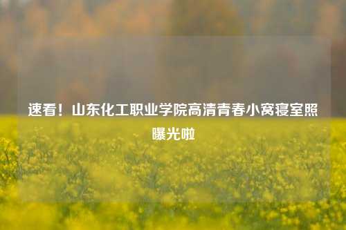 速看！山东化工职业学院高清青春小窝寝室照曝光啦