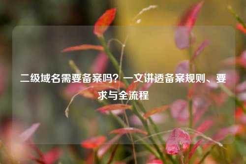 二级域名需要备案吗？一文讲透备案规则、要求与全流程