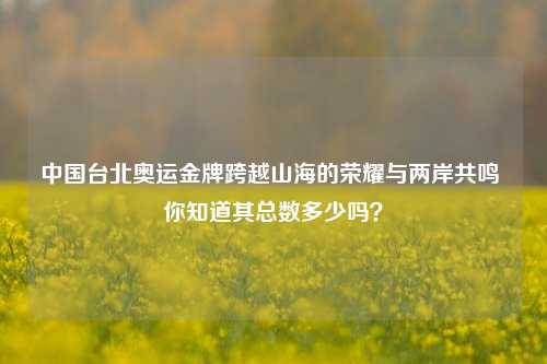 中国台北奥运金牌跨越山海的荣耀与两岸共鸣 你知道其总数多少吗？