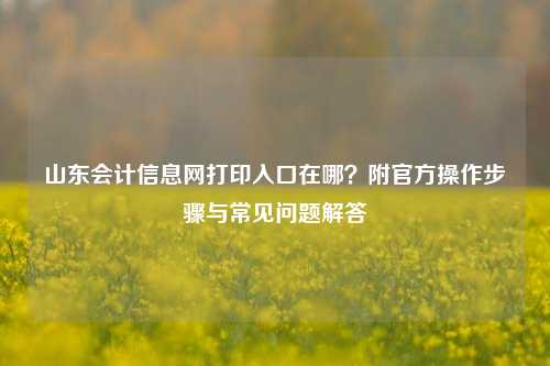 山东会计信息网打印入口在哪?附官方操作步骤与常见问题解答