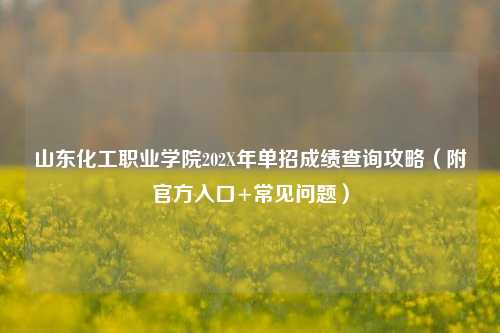 山东化工职业学院202X年单招成绩查询攻略（附官方入口+常见问题）