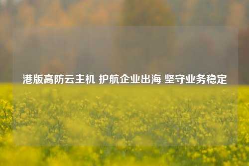 港版高防云主机 护航企业出海 坚守业务稳定