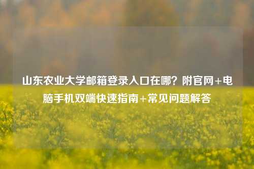 山东农业大学邮箱登录入口在哪？附官网+电脑手机双端快速指南+常见问题解答