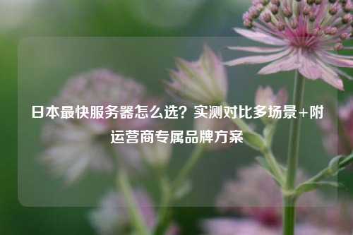 日本最快服务器怎么选?实测对比多场景+附运营商专属品牌方案