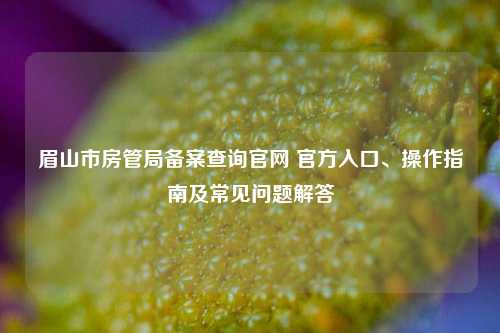 眉山市房管局备案查询官网 官方入口、操作指南及常见问题解答