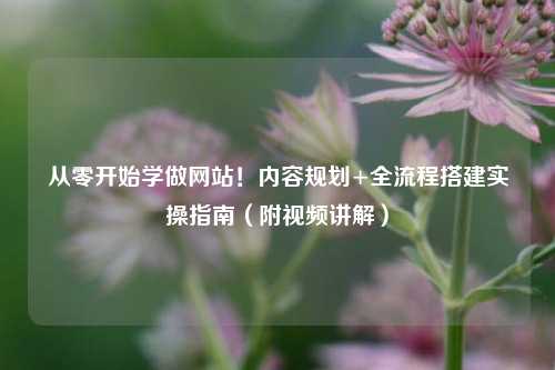从零开始学做网站！内容规划+全流程搭建实操指南（附视频讲解）