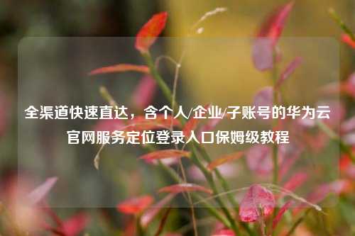 全渠道快速直达，含个人/企业/子账号的华为云官网服务定位登录入口保姆级教程