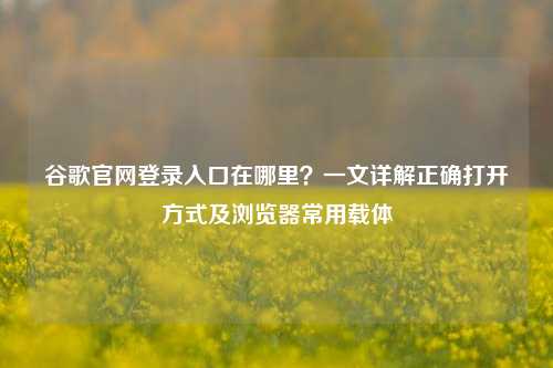 谷歌官网登录入口在哪里？一文详解正确打开方式及浏览器常用载体