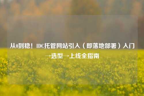 从0到稳！IDC托管网站引入（即落地部署）入门→选型→上线全指南
