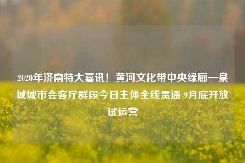 2020年济南特大喜讯!黄河文化带中央绿廊—泉城城市会客厅群段今日主体全线贯通 9月底开放试运营