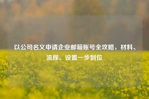 以公司名义申请企业邮箱账号全攻略,材料、流程、设置一步到位