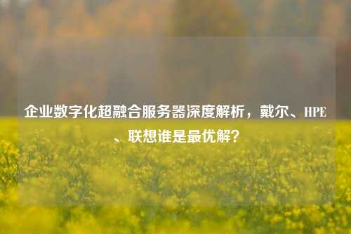 企业数字化超融合服务器深度解析,戴尔、HPE、联想谁是最优解?